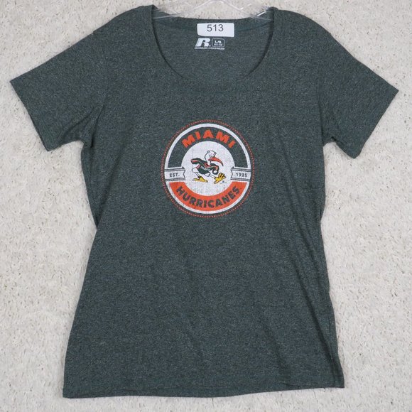 Russell*Women's Short Sleeve Boat Neck "University of Miami" T-Shirt Size~ Large - Picture 2 of 11